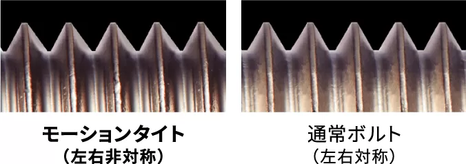 モーションタイト（左右非対称）／通常ボルト（左右対称）